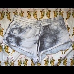Soft gray and white tie dye shorts